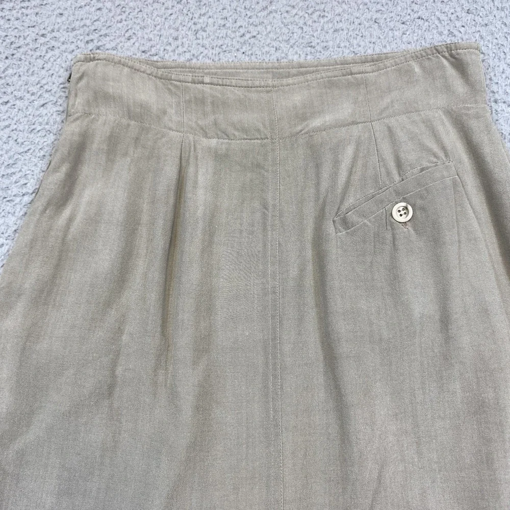MaxMara Skirt Womens 12 Beige Silk High Waisted‎ Midi Straight Italy Russek's